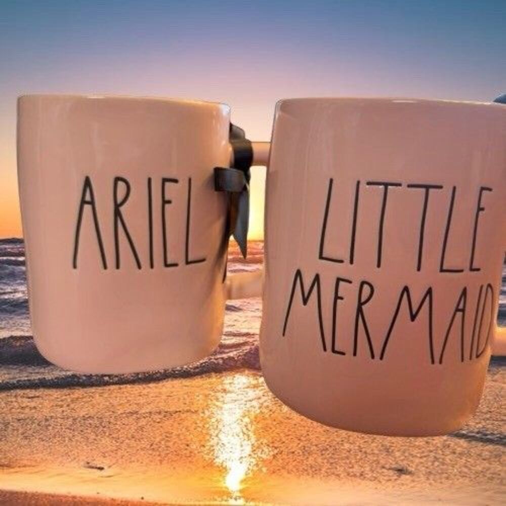 Rae Dunn Disney Princess Ariel Little Mermaid Pink Ceramic Coffee Mug Magenta - Picture 1 of 5